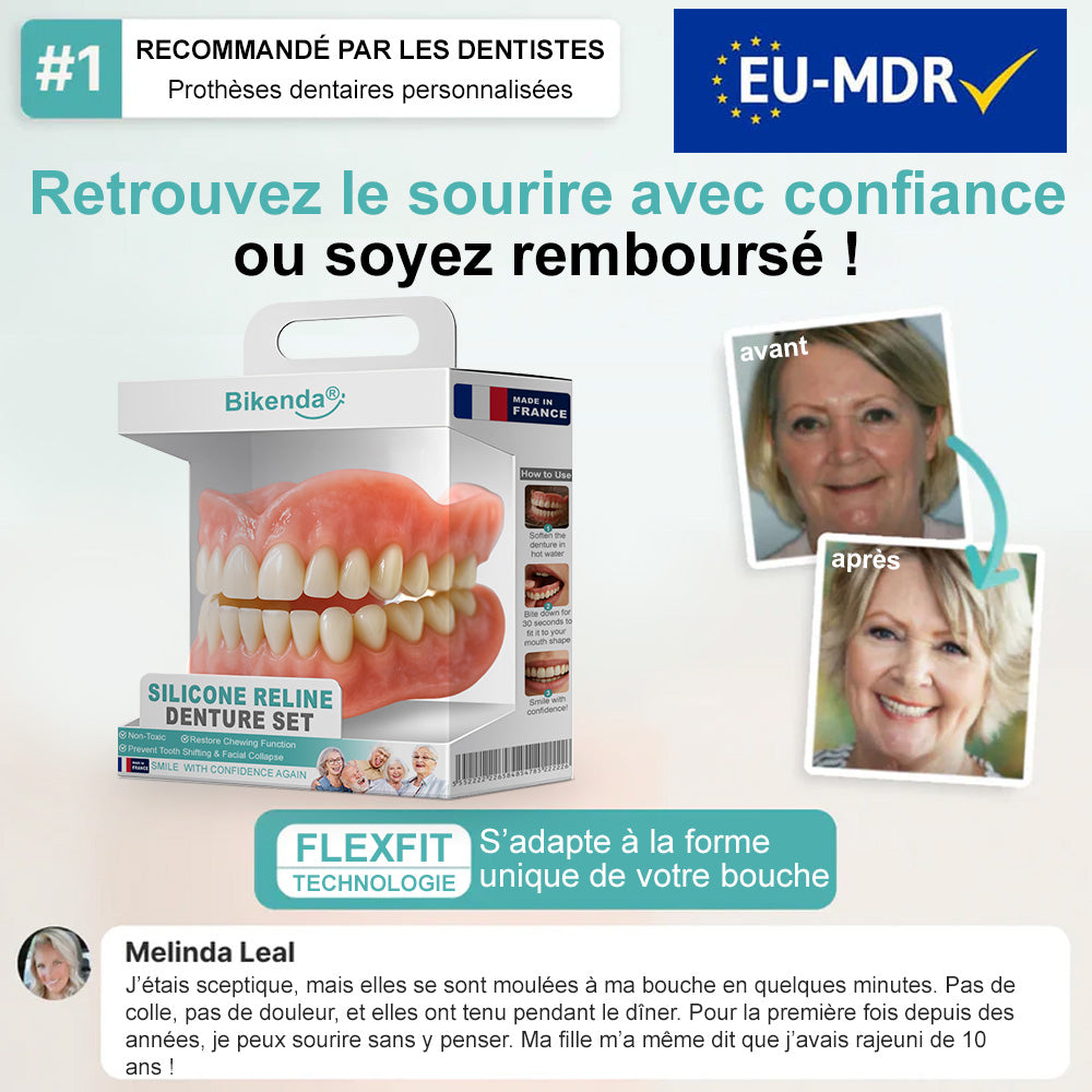🦷𝗕𝗶𝗸𝗲𝗻𝗱𝗮® Prothèse Dentaire Complète Avancée et Sur-Mesure (✅ Prothèses confortables cliniquement approuvées — Fiables et adoptées par plus de 8 000 utilisateurs en France pour un confort tout au long de la journée.)