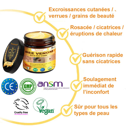 ✅flysmus® Crème au Venin d’Abeille – Dermatologiquement testée et recommandée par des dermatologues, traitement efficace des verrues, nodules et cicatrices.