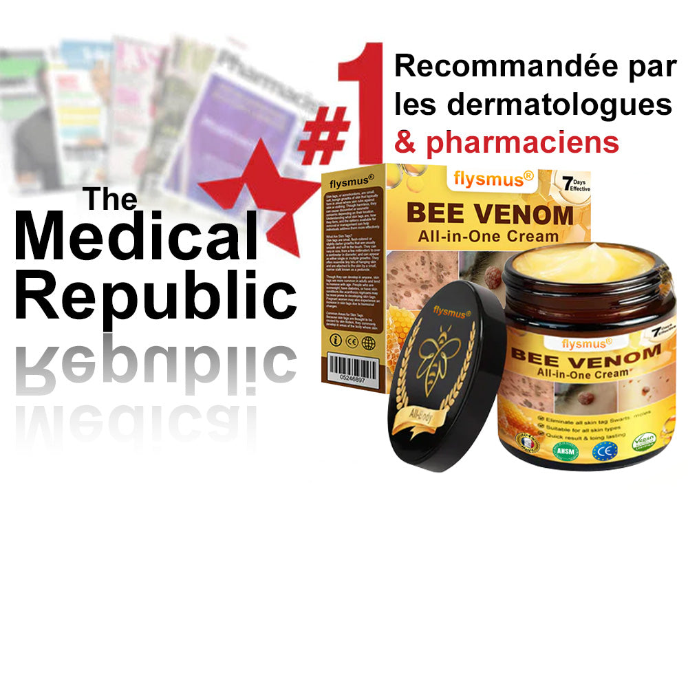 ✅flysmus® Crème au Venin d’Abeille – Dermatologiquement testée et recommandée par des dermatologues, traitement efficace des verrues, nodules et cicatrices.